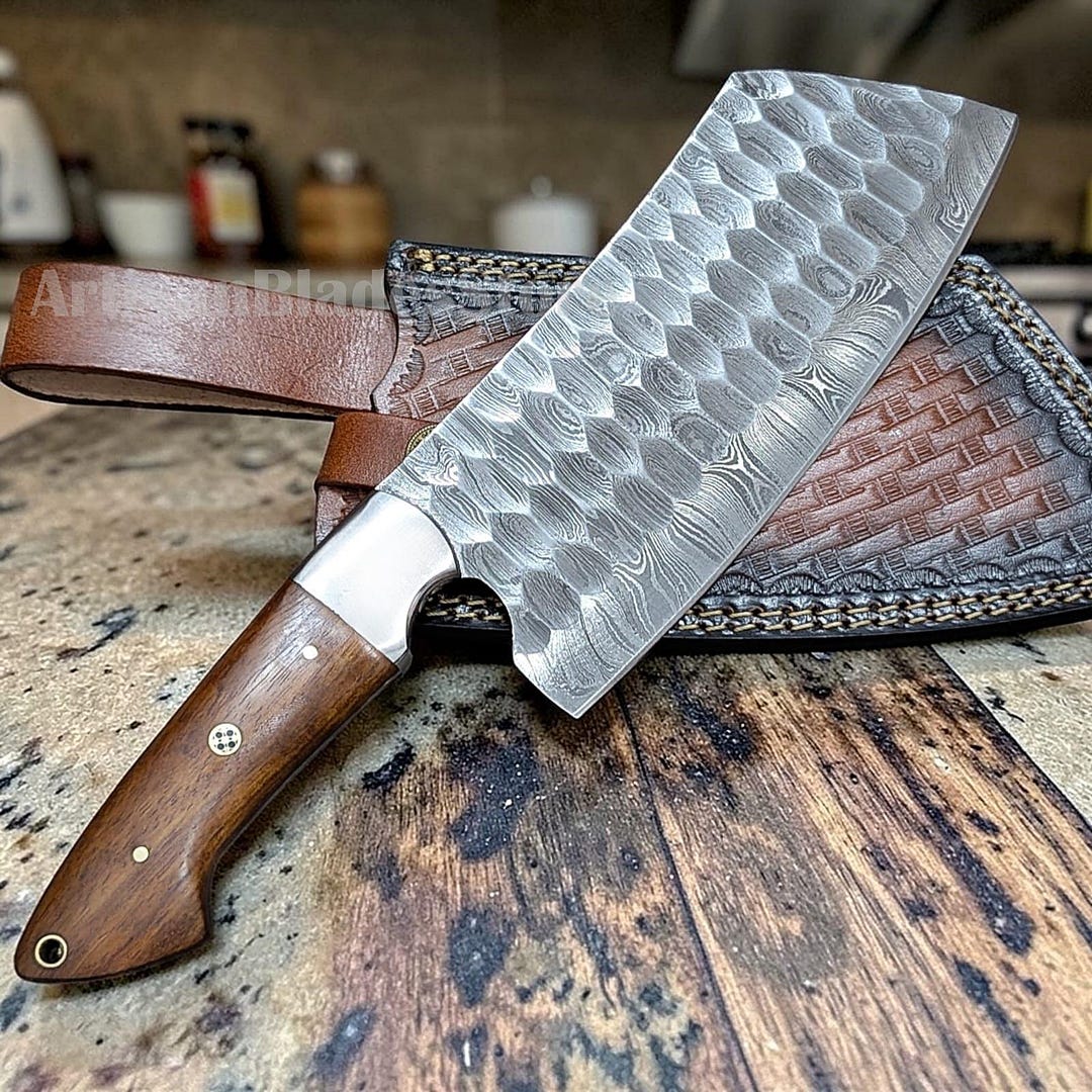 Cleaver Knife | Handmade Damascus Steel Cleaver Knife | Butcher Knife ...