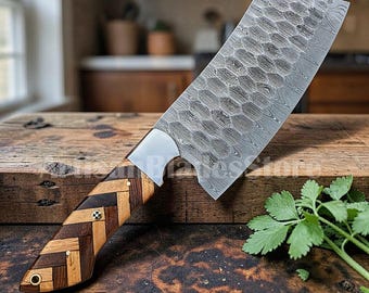 Handmade Damascus Steel Cleaver Butcher Knife 12.5" – Meat Cleaver | Professional Kitchen Knife | Luxury Gift for Chef | Gift for Him / Her