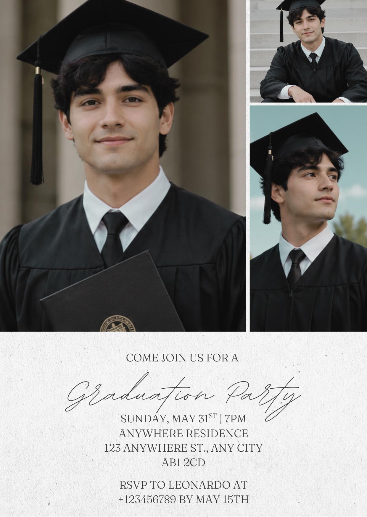 Generic Grad Invite Editable Graduation Invitation Template, Photo Grad Party Invite ...