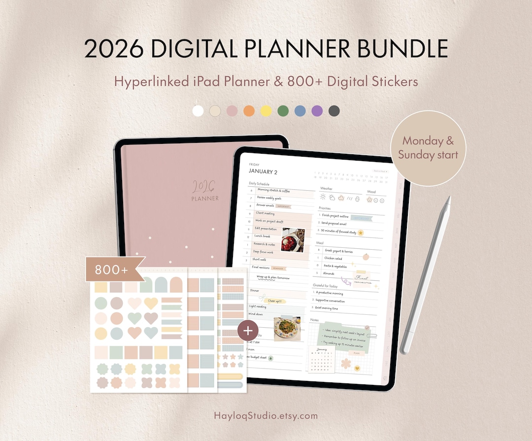 2026 Digital Planner Bundle Goodnotes Planner for iPad Hyperlinked ...