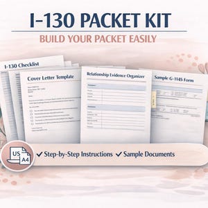 I-130 Packet Organizer for Marriage Green Card | USCIS Checklist, Cover Letter & Exhibit Dividers