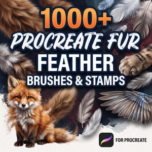 Meer dan 1000 Procreate-penselen en -stempels voor vacht en veren | Realistische dierenvacht, vogelvleugels, haar en textuurpenselen voor digitale download
