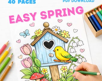 Desenhos para colorir de primavera fáceis para crianças: flores, cenas de jardim (download em PDF)