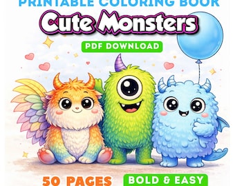 Desenhos de Monstros para Colorir para Crianças | Livro de Atividades Kawaii para Bebês (Download em PDF)
