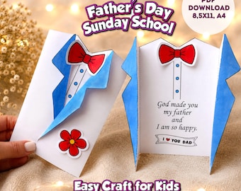 Cartão cristão para o Dia dos Pais para crianças (download em PDF), atividade para a Escola Dominical