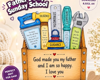 Kit de artesanato cristão para o Dia dos Pais, atividade bíblica para a Escola Dominical (Download em PDF)