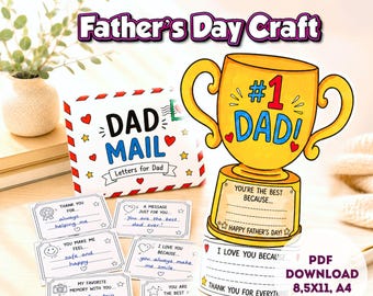 Atividade artesanal para o Dia dos Pais: Cartas para o Papai, Imprimível para Crianças (Download em PDF)