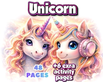 Livro de colorir unicórnio mágico: 48 páginas + 6 atividades (download em PDF)