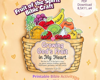Atividade Bíblica Infantil sobre o Fruto do Espírito | Gálatas 5:22-23 - Cesta (Download em PDF)