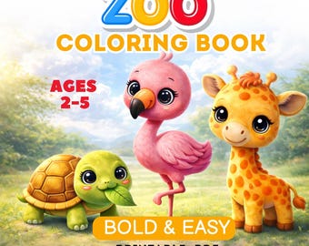 Animais kawaii/ Livro de colorir com atividade de correspondência do zoológico para crianças pequenas (2 a 5 anos)