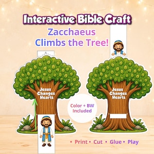 Interactive Zacchaeus Tree Craft, Jesus Changes Hearts, Luke 19 Sunday School Activity (Digital Download)
