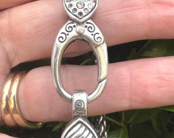 Brighton Silver Tone Heart Bracelet | Chunky Chain Toggle Clasp (Size 7)