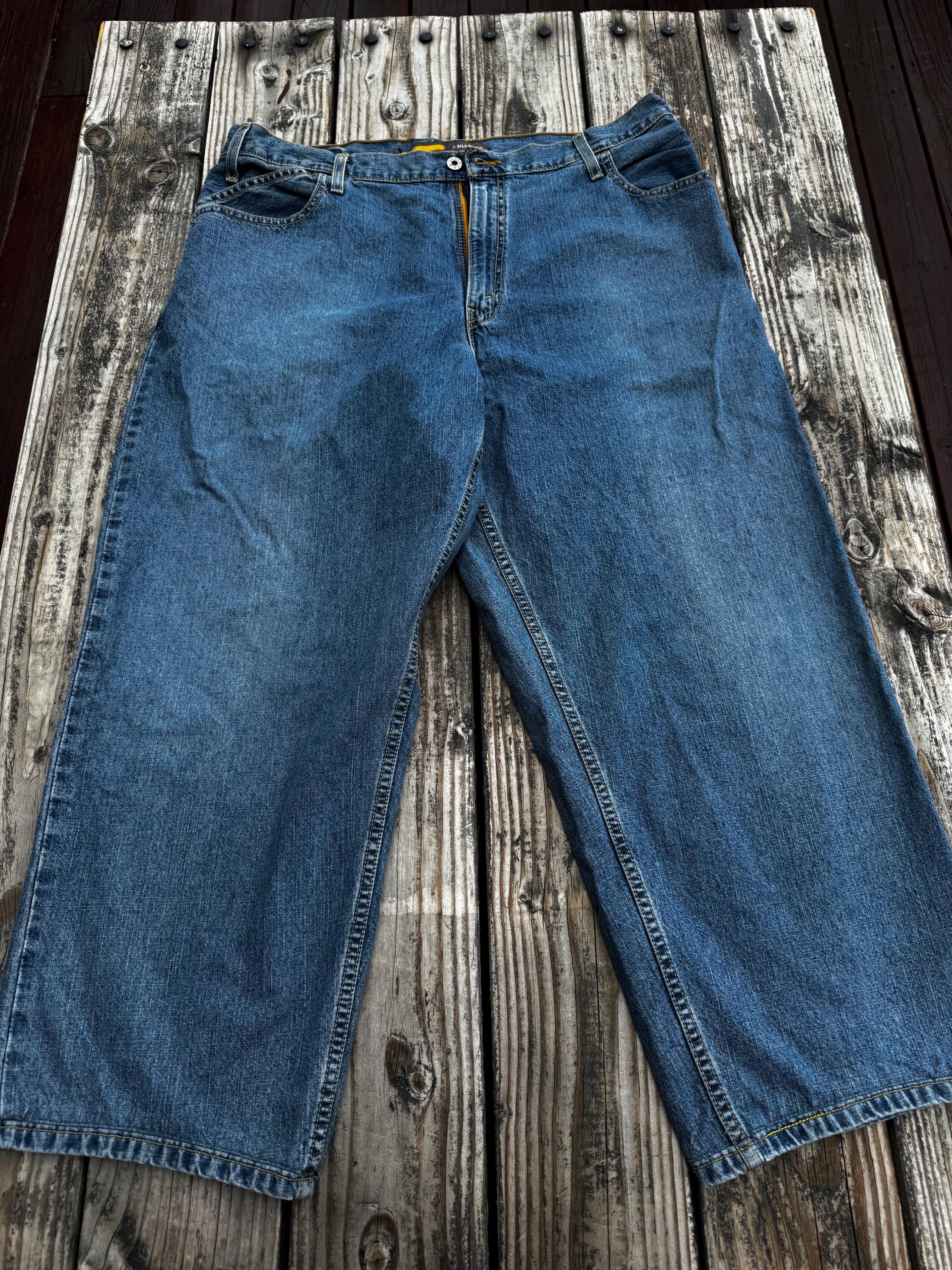 Vintage Levi's SilverTab Loose Jeans 40x30, 90s Baggy Denim Orange Tag