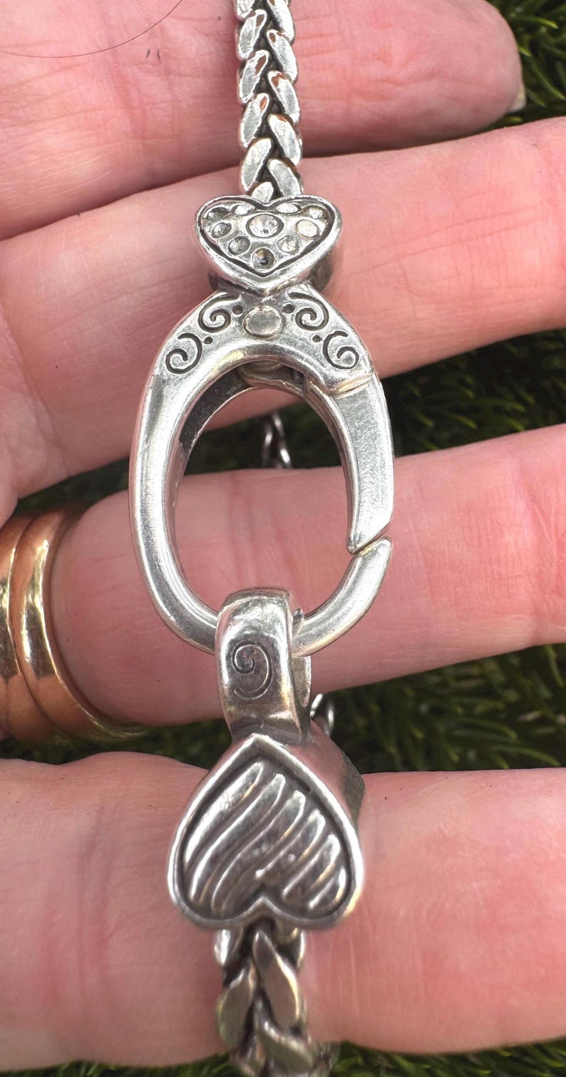 Bracciale Brighton con cuore color argento / Catena spessa con chiusura a moschettone (Taglia 7) immagine 3
