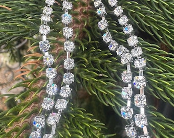 Vintage Rhinestone Dangle Earrings | Long Statement Earrings | Multi-Strand Crystal Drop | Bridal Prom Glam Jewelry