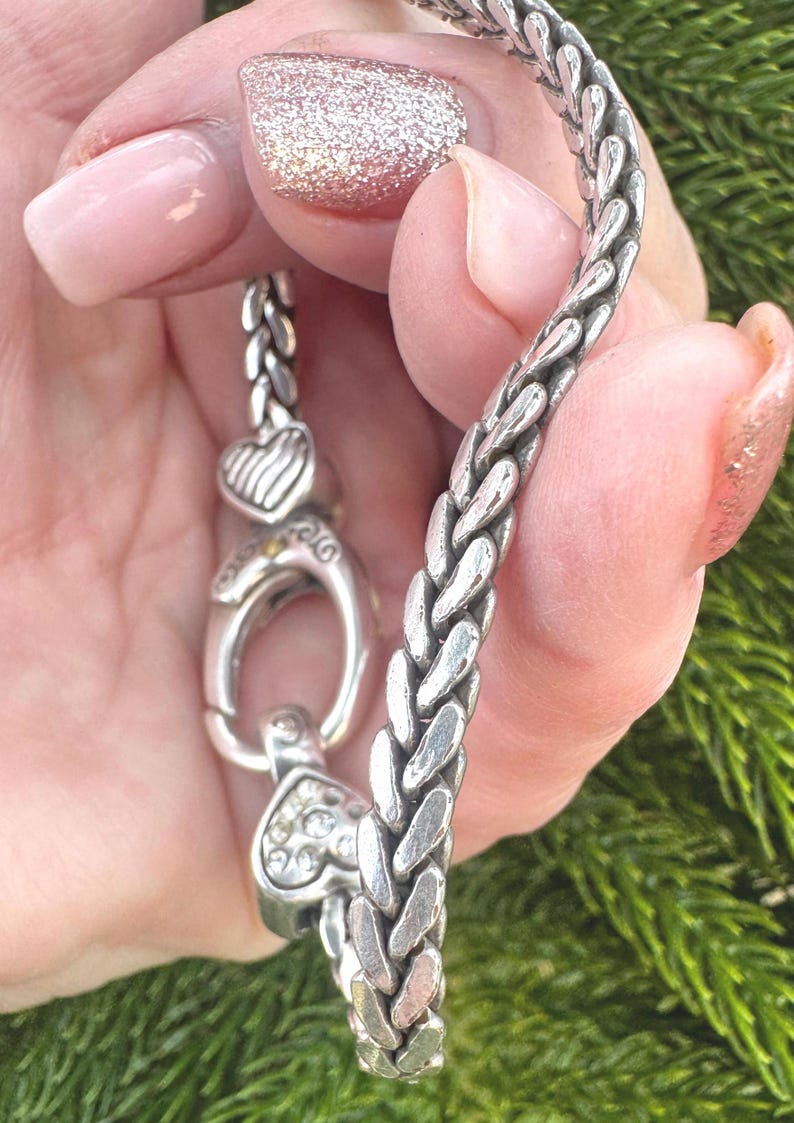 Bracciale Brighton con cuore color argento / Catena spessa con chiusura a moschettone (Taglia 7) immagine 2