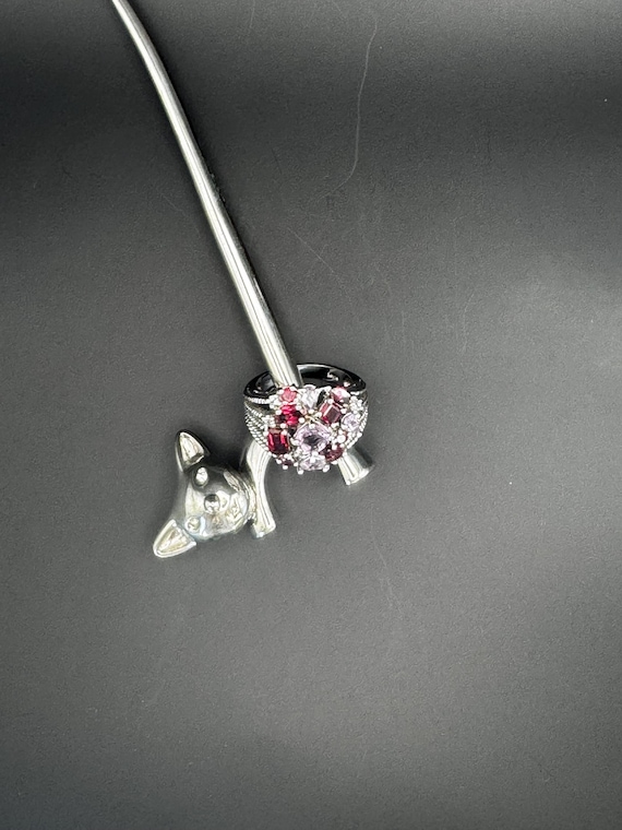 Sterling Silver Ruby Pink Cluster Ring – Multi St… - image 7