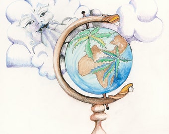 Gone Global Giclee print of Coloured Pencil drawing 420