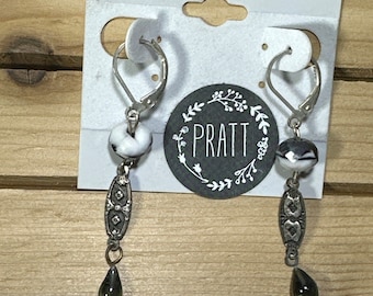 Black and gray with vintage drop earrings