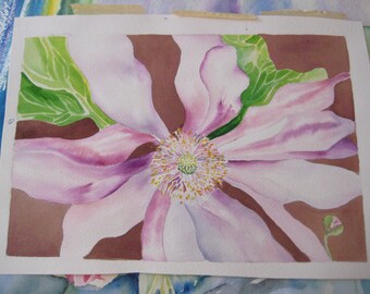 Pink Flower Center, Watercolor on Arches Paper 8 X 11.5 inches by Karen Pratt