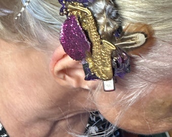 Purple sax hair clip
