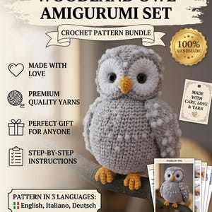 Snowy Owl Chick Amigurumi Crochet Pattern Digital Download PDF