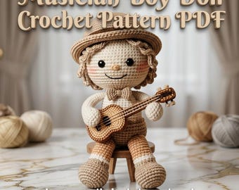 Boy Amigurumi Crochet Pattern | Guitar Player Doll PDF | Musician Crochet Doll Instant Download | Gifts for Musicians | guitar pattern |