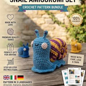 Super Star Crochet Snail Pattern | Easy Amigurumi Snail PDF | Spiral Shell Snail Pattern | Digital Download DIY Plush Toy| Beginner Friendly