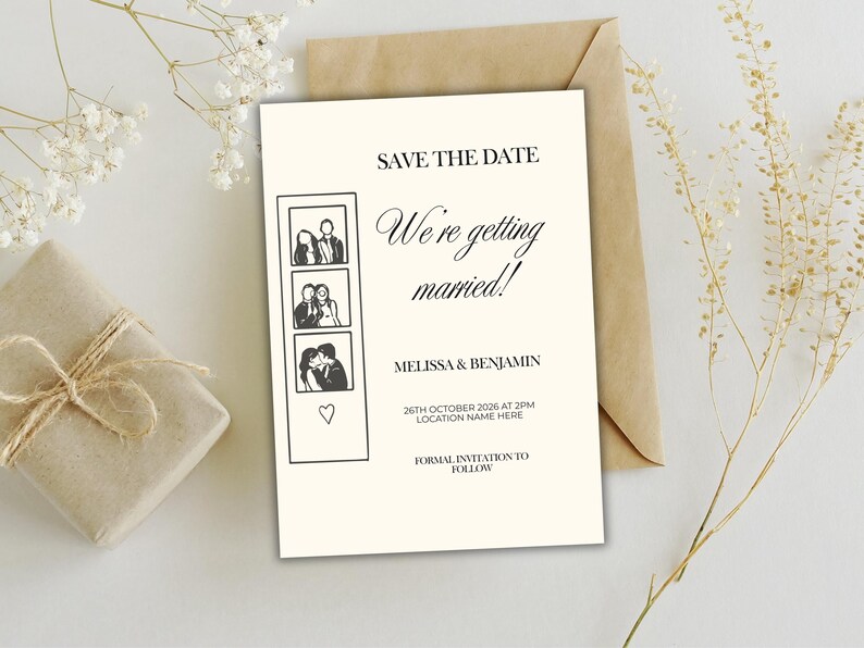 Vintage Save the Date Template | Editable Canva Template (Digital Download) image 1