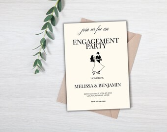 Engagement Party Invitation Template | Editable Canva Template (Digital Download)