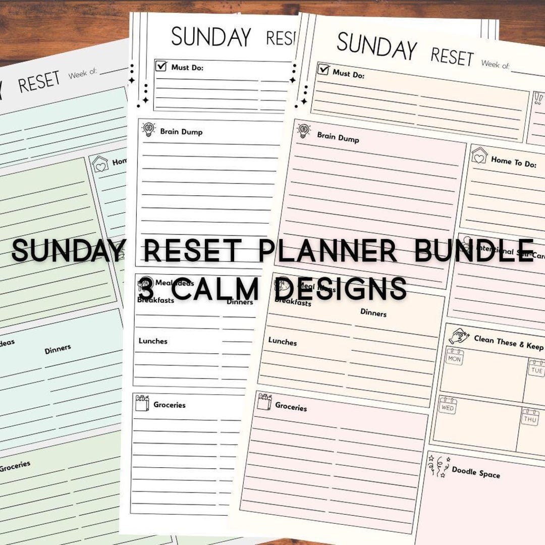 Sunday Reset Planner Printable – Calm Weekly Reset Bundle - Etsy