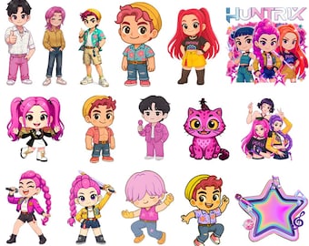 K-Pop Chibi PNG Bundle, Dämonenjäger Saja Girls Boys Fan Art (Digitaler Download)