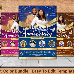 Modèle de programme d'anniversaire de l'église | Flyer élégant pour l'événement de l'église | Conception de toile modifiable | Téléchargement numérique A4