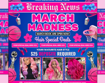 März Madness Hair Sonderangebote Flyer | Jetzt Buchen | Friseur Angebot (Canva Template)