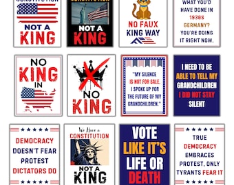 Keine Könige-Protestschilder, wir haben eine Verfassung, Anti-Trumpf-Poster, Kundgebungsschild für politische Aktivisten, politische Demonstration, Widerstand gegen Faschismus