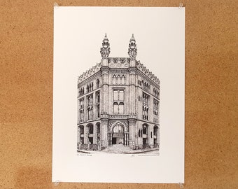 St Paul's House - Drawing - Leeds Illustration Art Poster