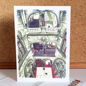 Library Stairway - Leeds Greeting Card - Yorkshire Art / Illustration
