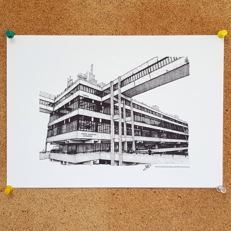 Irene Manton Building, Leeds University Drawing Leeds Illustration Art Poster image 1