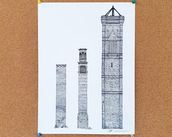 Tower Works - all three - Drawing - Leeds Poster