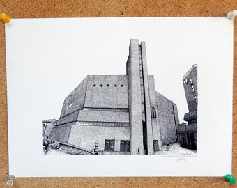 the Brunswick Building Drawing - Leeds Illustration Art Poster