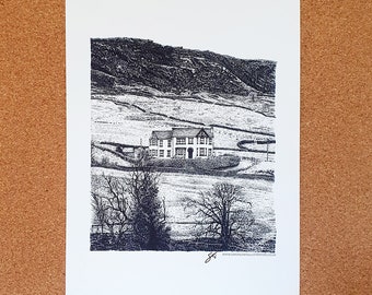 Burnsall, Yorkshire Dales, Drawing - Leeds Illustration Art Poster