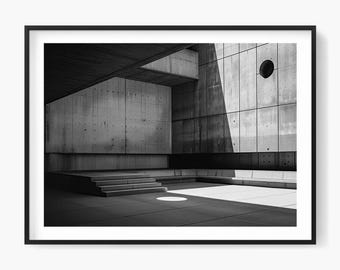 Circle of Light – brutale zwart-witte architectuurprint