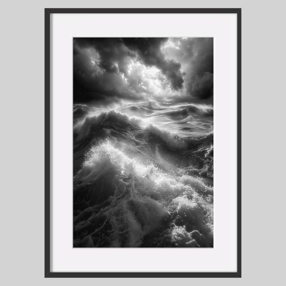 Stormy Ocean Waves - Dramatic Black and White Fine Art Wall Decor - Etsy