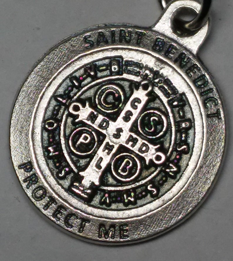 St Benedict and Benedict Cross Medal on chain