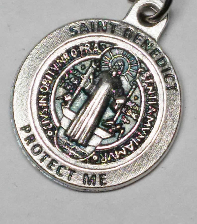 St Benedict and Benedict Cross Medal on chain