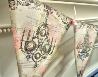 Vintage French Parisian Banner, Home Decor, Printable Instant Download, Parisian Party Decor