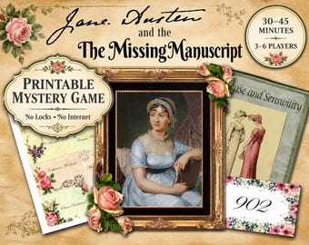 Jane Austen Mystery Game, Printable Escape Room Party Game, Pride and Prejudice Tea Party Activity