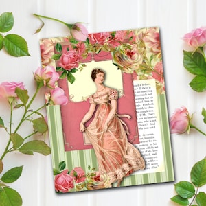 Floral Garden Note Card, Printable Instant Download, Tea Party Favor, Jane Austen Party