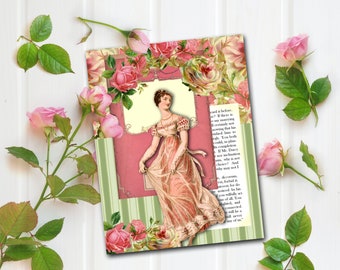Floral Garden Note Card, Printable Instant Download, Tea Party Favor, Jane Austen Party
