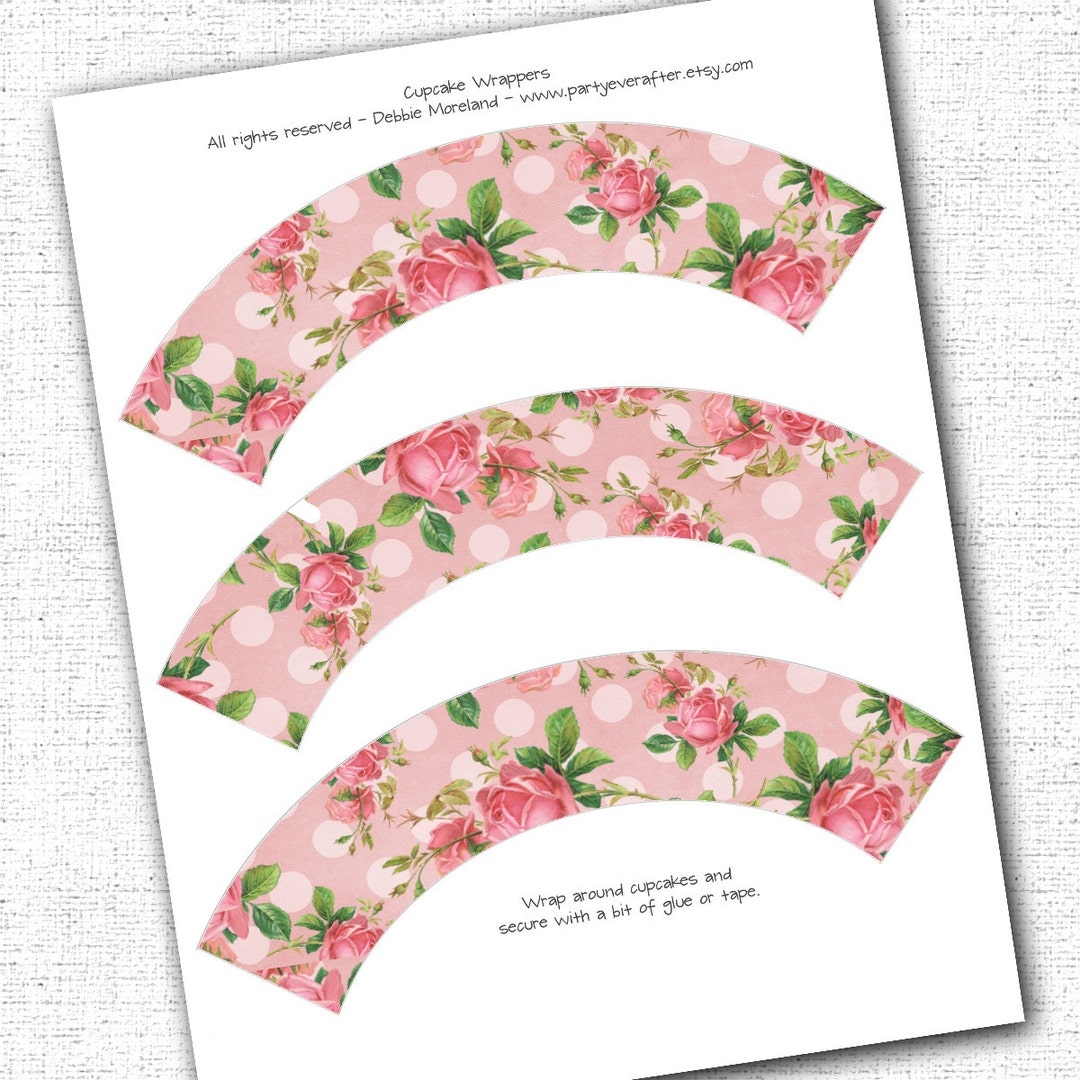 Old Roses Wrapperz Vintage Rose Cupcake Wrappers Printable Instant Download - Etsy